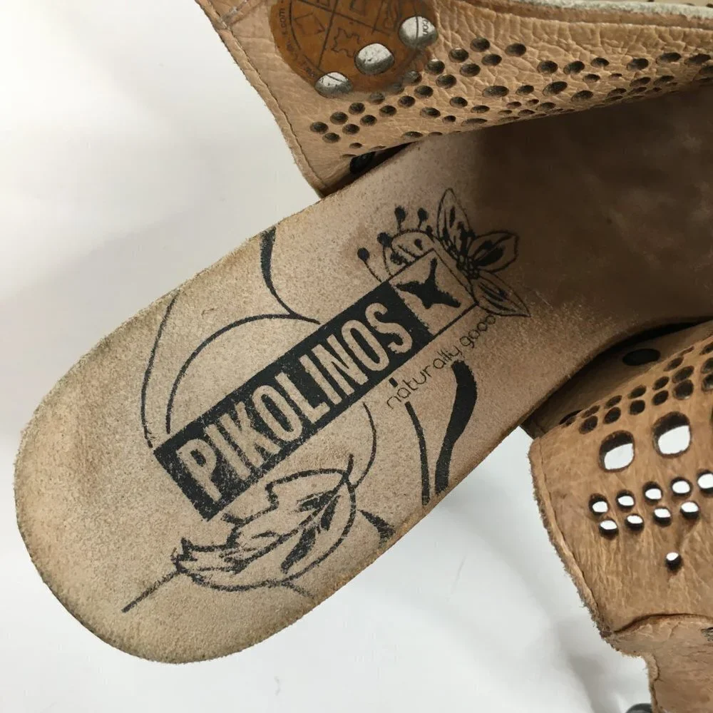 Pikolinos Benissa Laser Cutout Leather Wedge Shoes Size 38